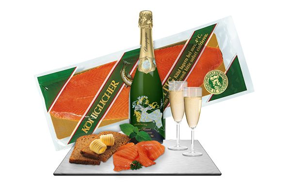 Lachsfrühstück mit Champagner