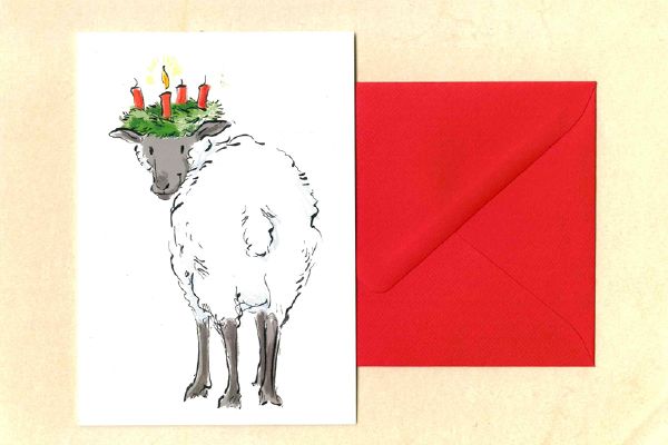 Weihnachtskarte Adventsschaf