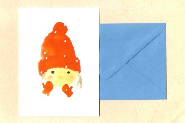 Weihnachtskarte "Mit roter Wollmütze"