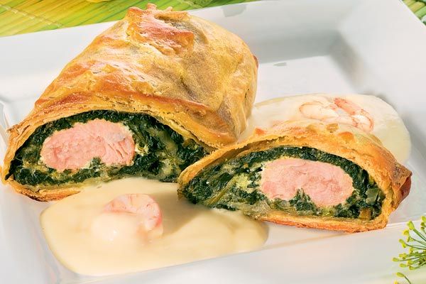 Lachs Blattspinat Strudel