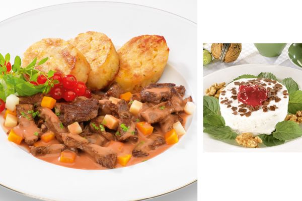 Menu Hirschfiletspitzen in Portweinsauce