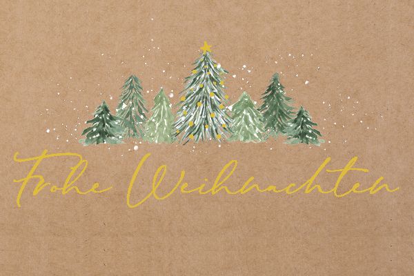 Weihnachtskarte Weihnachtswald beige